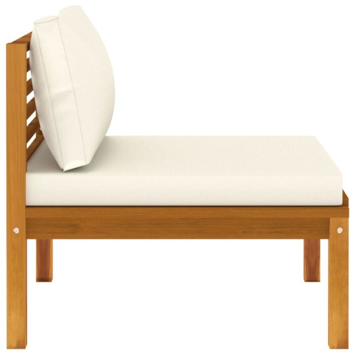 Ensemble de canapés 2 pcs et coussins blanc crème Acacia solide – Image 7