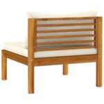 Ensemble de canapés 2 pcs et coussins blanc crème Acacia solide – Image 9