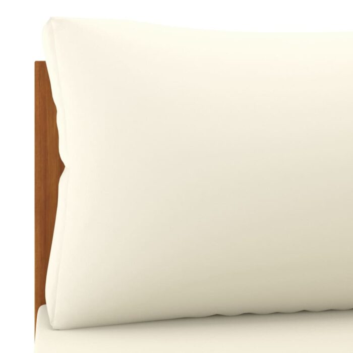 Ensemble de canapés 2 pcs et coussins blanc crème Acacia solide – Image 10