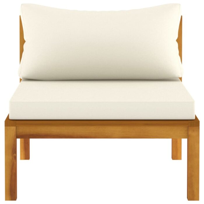 Ensemble de canapés 2 pcs et coussins blanc crème Acacia solide – Image 8