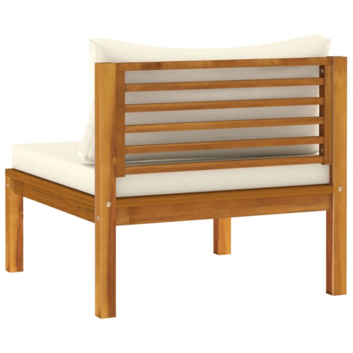 Ensemble de canapés 2 pcs et coussins blanc crème Acacia solide – Image 9