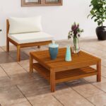 Ensemble de canapés 2 pcs et coussins blanc crème Acacia solide