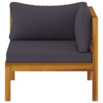 Canapé d'angle sectionnel et coussins gris foncé Bois d'acacia – Image 2