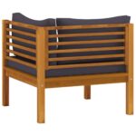 Canapé d'angle sectionnel et coussins gris foncé Bois d'acacia – Image 3
