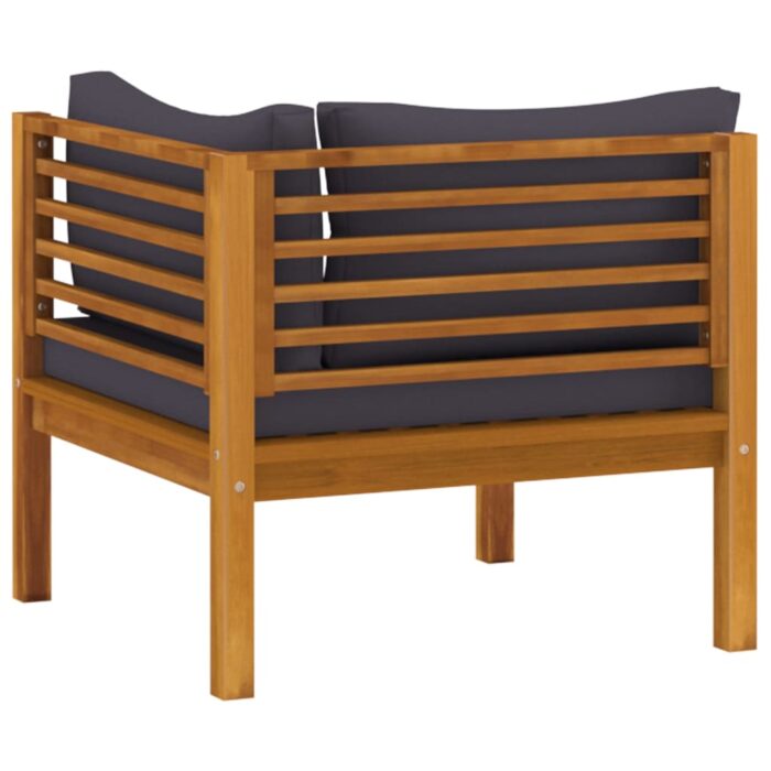 Canapé d'angle sectionnel et coussins gris foncé Bois d'acacia – Image 3