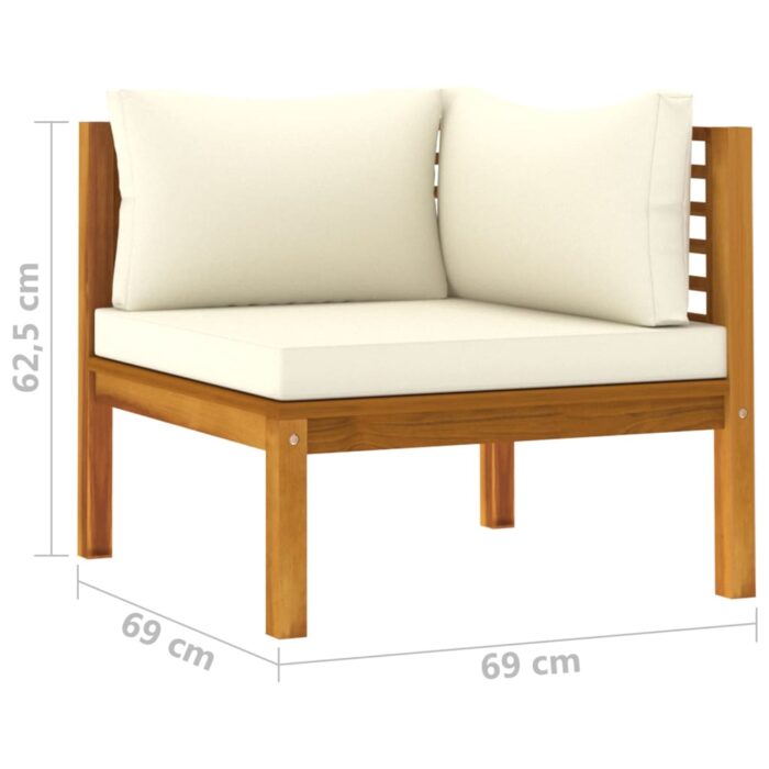Canapé d'angle sectionnel et coussin blanc crème Bois d'acacia – Image 5