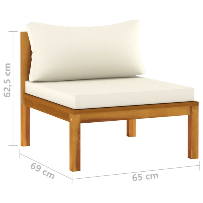 Canapé de milieu sectionnel avec coussin blanc crème Acacia – Image 5