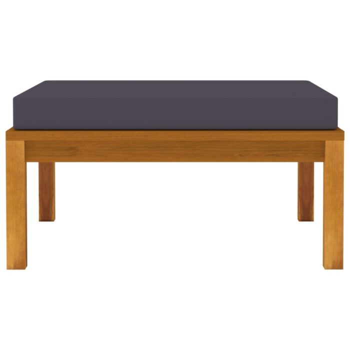 Repose-pied avec coussin gris foncé Bois d'acacia massif – Image 2