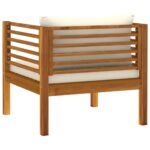 Chaise de jardin avec coussins blanc crème Bois d'acacia massif – Image 3