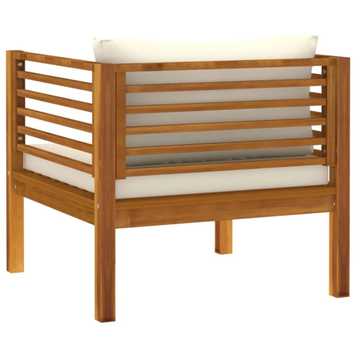 Chaise de jardin avec coussins blanc crème Bois d'acacia massif – Image 3