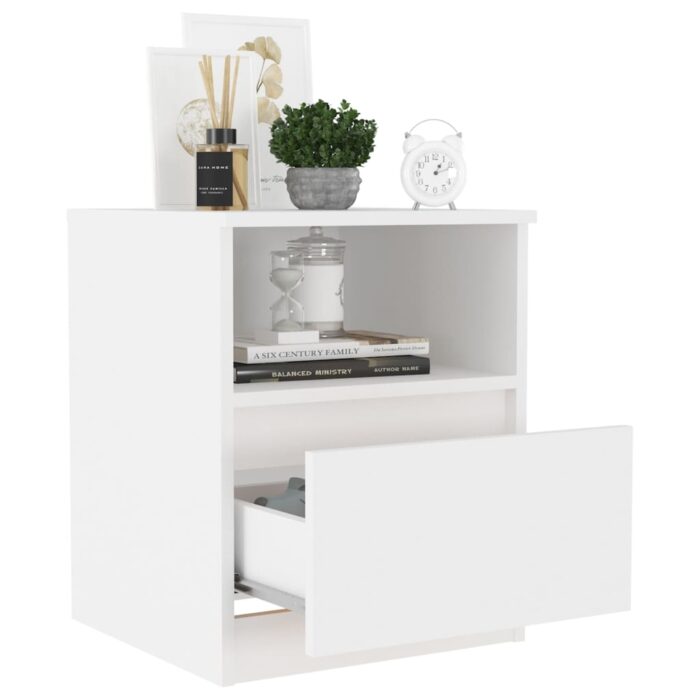 Tables de chevet 2 pcs blanc 40x40x50 cm bois d'ingénierie – Image 2