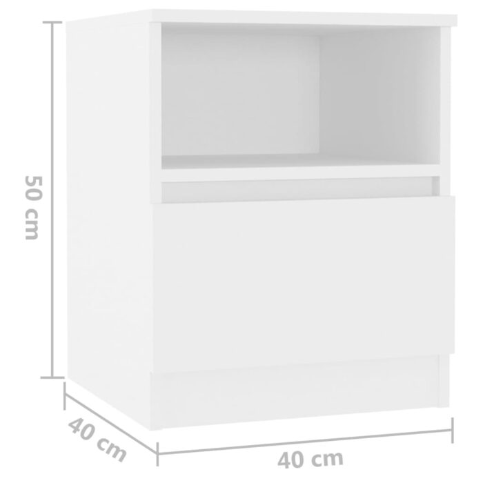 Tables de chevet 2 pcs blanc 40x40x50 cm bois d'ingénierie – Image 7