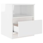 Table de chevet blanc brillant 40x40x50 cm bois d'ingénierie – Image 4