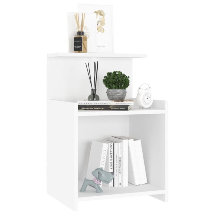 Tables de chevet 2 pcs blanc 40x35x60 cm bois d'ingénierie – Image 2