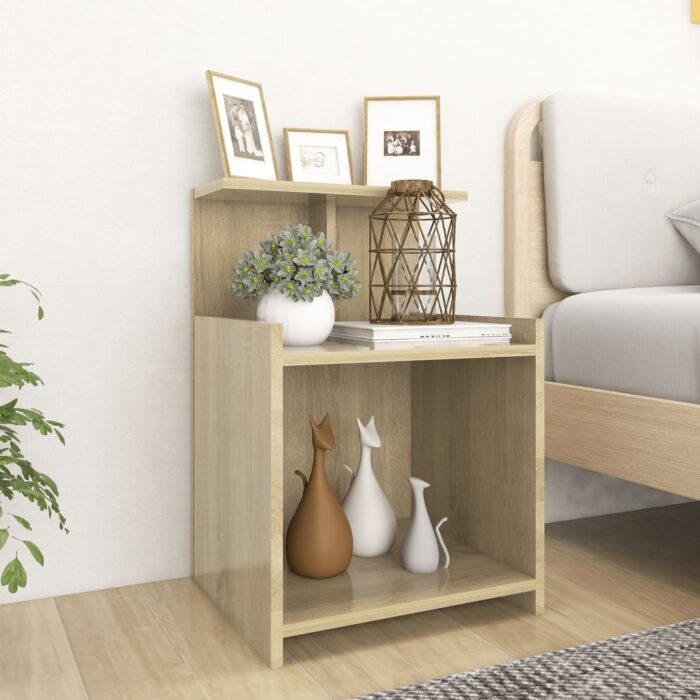 Tables de chevet 2pcs chêne sonoma 40x35x60cm bois d'ingénierie – Image 1
