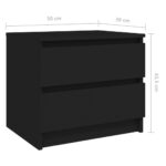 Table de chevet noir 50x39x43,5 cm bois d'ingénierie – Image 4