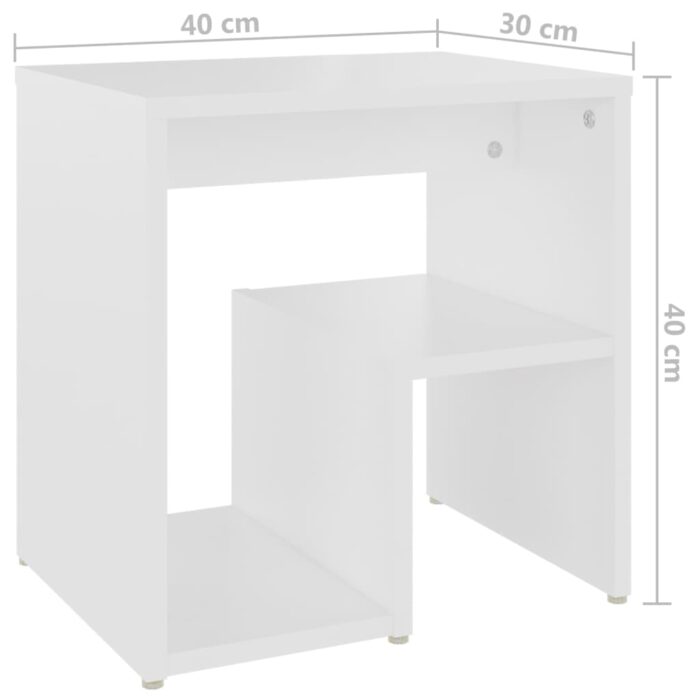 Table de chevet blanc 40x30x40 cm bois d'ingénierie – Image 4