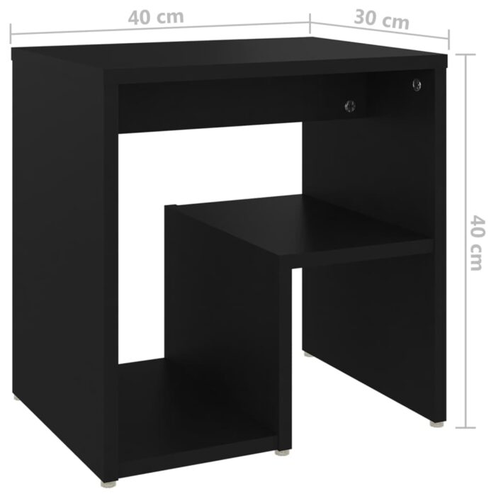 Tables de chevet 2 pcs noir 40x30x40 cm bois d'ingénierie – Image 6