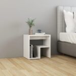 Table de chevet blanc brillant 40x30x40 cm bois d'ingénierie