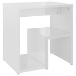 Tables de chevet 2pcs blanc brillant 40x30x40cm bois ingénierie – Image 3