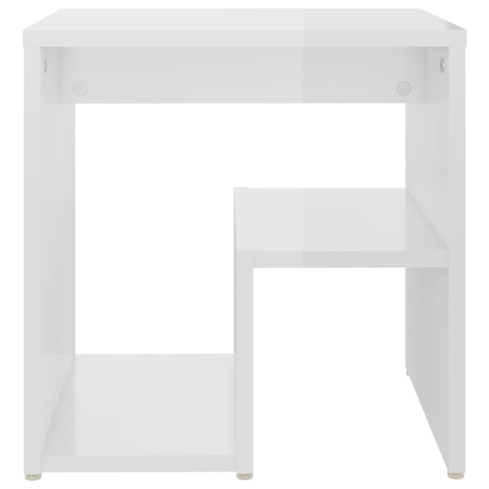 Tables de chevet 2pcs blanc brillant 40x30x40cm bois ingénierie – Image 4