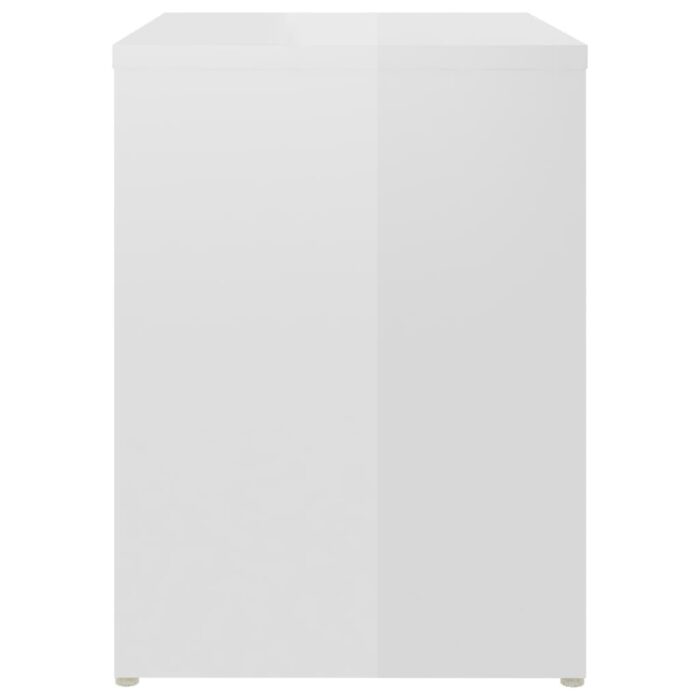 Tables de chevet 2pcs blanc brillant 40x30x40cm bois ingénierie – Image 5
