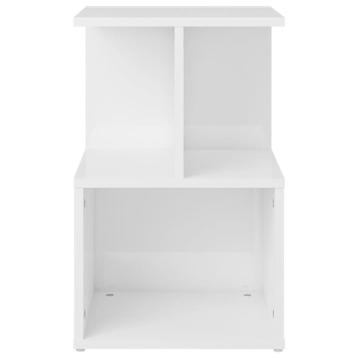 Table de chevet blanc brillant 35x35x55 cm bois d'ingénierie – Image 2