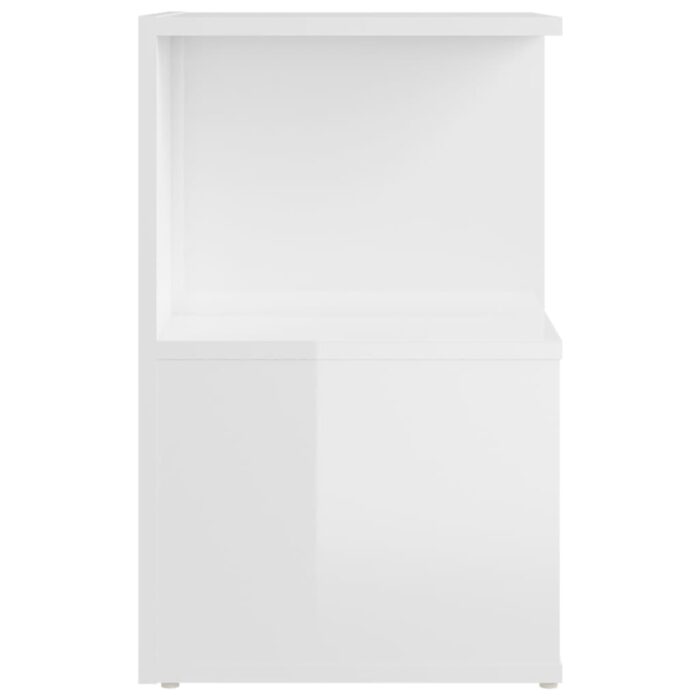 Table de chevet blanc brillant 35x35x55 cm bois d'ingénierie – Image 3
