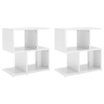 Tables de chevet 2 pcs blanc brillant bois d'ingénierie