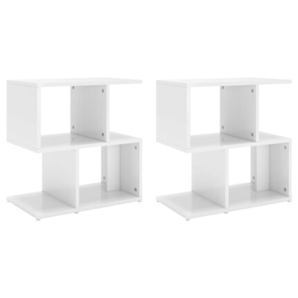 Tables de chevet 2 pcs blanc brillant bois d'ingénierie
