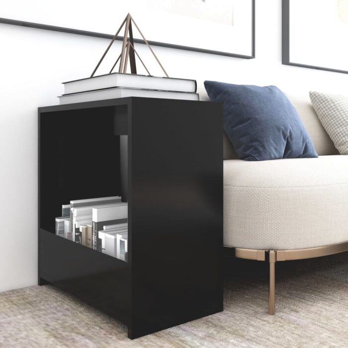 Table d'appoint noir 50x26x50 cm bois d'ingénierie – Image 1