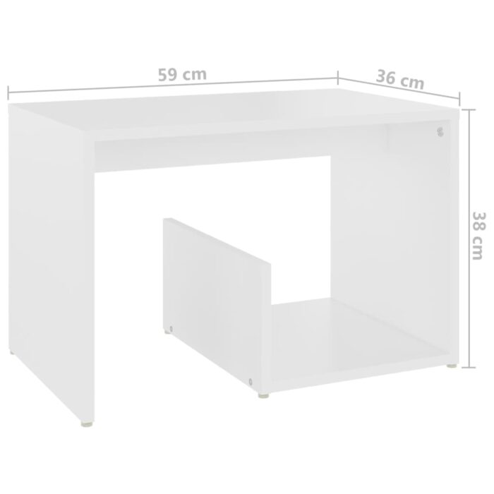 Table d'appoint blanc 59x36x38 cm bois d'ingénierie – Image 4