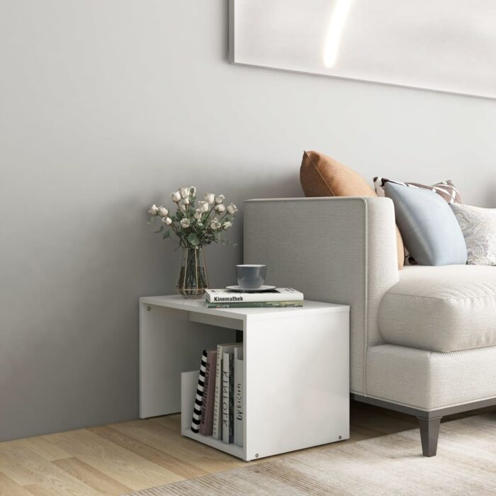 VXL8720286558973_m_en_hd_1.jpg Table d'appoint blanc 59x36x38 cm bois d'ingénierie – Image 1