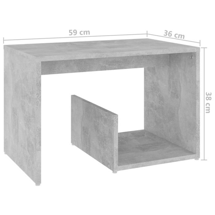 Table d'appoint Gris béton 59x36x38 cm Aggloméré – Image 4