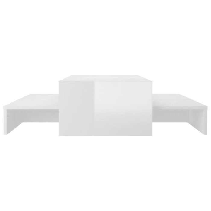 Ensemble de tables basses gigognes blanc brillant – Image 3
