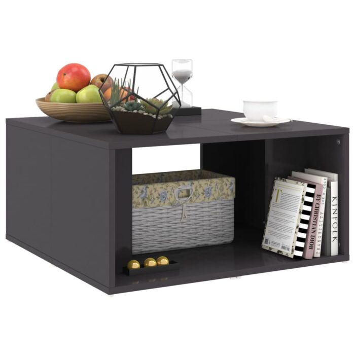 Tables basses 4 pcs gris brillant 33x33x33 cm bois d'ingénierie – Image 2