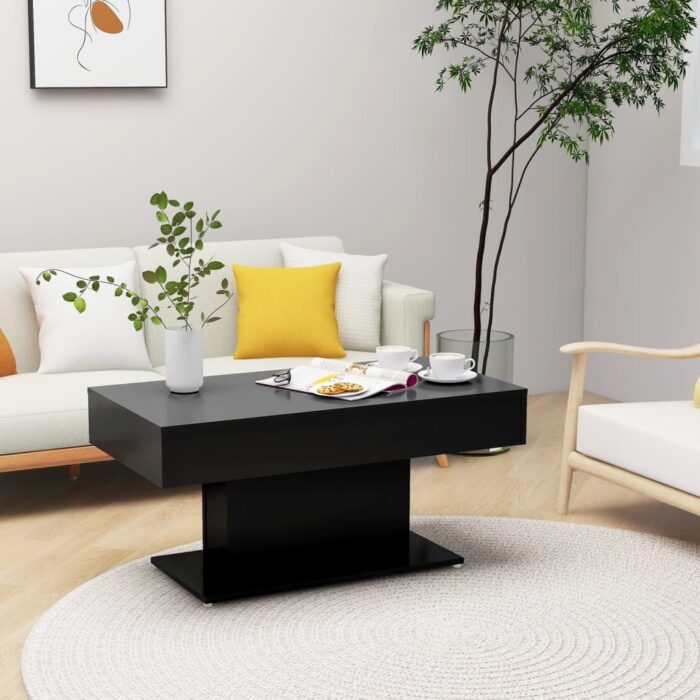 Table basse noir 96x50x45 cm bois d'ingénierie – Image 1