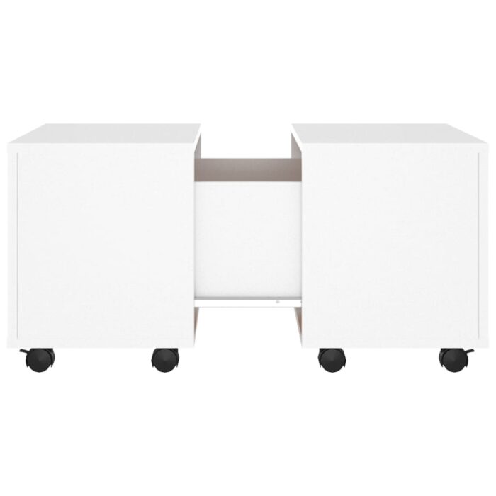 Table basse blanc 60x60x38 cm bois d'ingénierie – Image 4