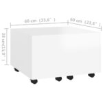 Table basse blanc 60x60x38 cm bois d'ingénierie – Image 6