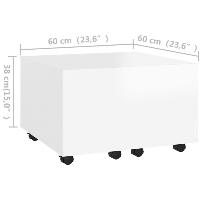 Table basse blanc 60x60x38 cm bois d'ingénierie – Image 6