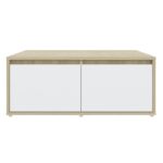 Table basse blanc et chêne sonoma 80x80x31 cm bois d'ingénierie – Image 2