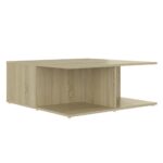 Table basse blanc et chêne sonoma 80x80x31 cm bois d'ingénierie – Image 4
