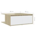 Table basse blanc et chêne sonoma 80x80x31 cm bois d'ingénierie – Image 5