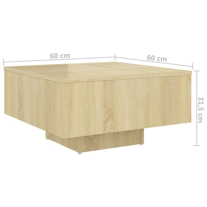 Table basse chêne sonoma 60x60x31,5 cm bois d'ingénierie – Image 4