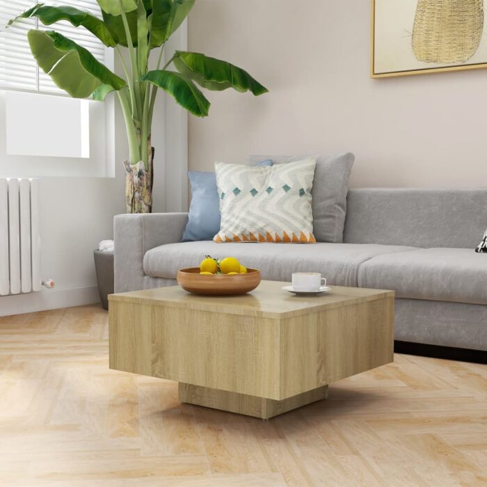 Table basse chêne sonoma 60x60x31,5 cm bois d'ingénierie – Image 1