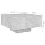 Table basse gris béton 60x60x31,5 cm bois d'ingénierie – Image 4