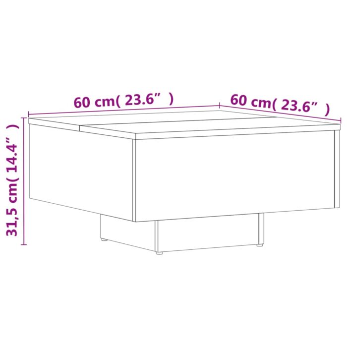 Table basse gris béton 60x60x31,5 cm bois d'ingénierie – Image 7