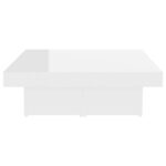 Table basse blanc brillant 90x90x28 cm bois d'ingénierie – Image 3