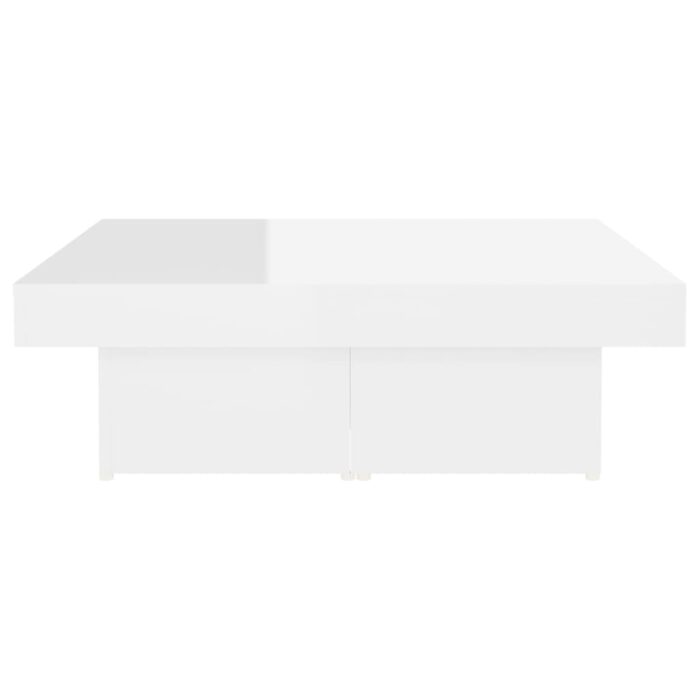 Table basse blanc brillant 90x90x28 cm bois d'ingénierie – Image 4