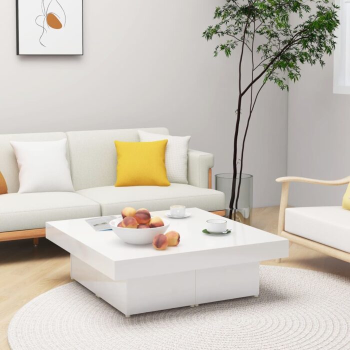 VXL8720286561195_m_en_hd_1.jpg Table basse blanc brillant 90x90x28 cm bois d'ingénierie – Image 1